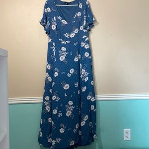 Torrid Long Blue Floral Maxi Dress